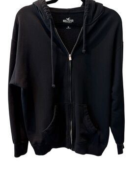Hollister Men's Black Full-Zip Hoodie Sweater